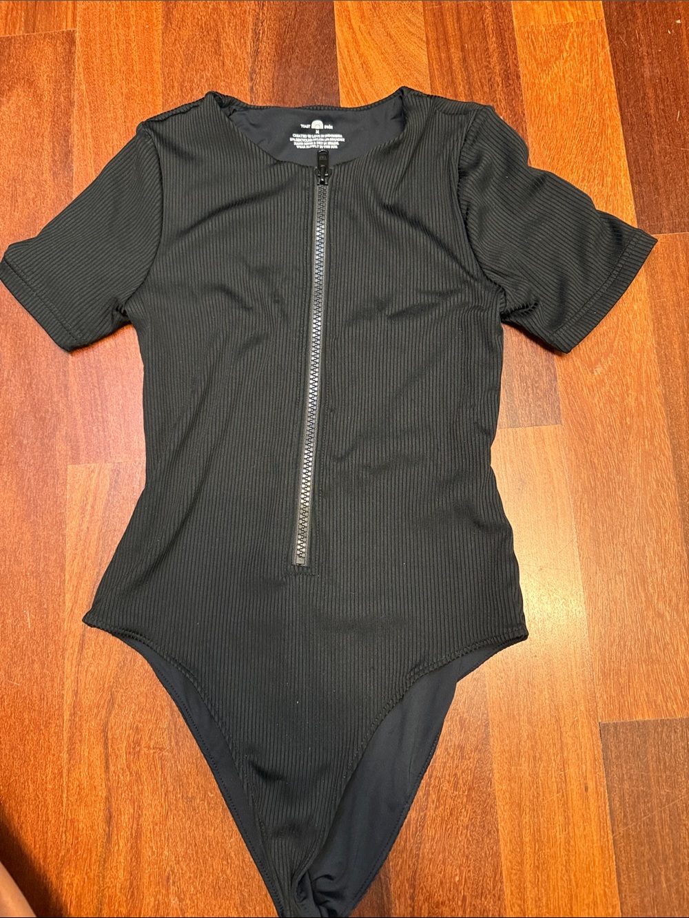 Black Zip-Front One-Piece Swimsuit